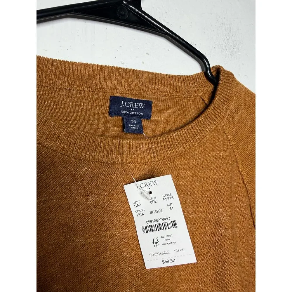 NEW J.CREW Mens 100% Cotton Knit Sweater Burnt Orange SIze Medium